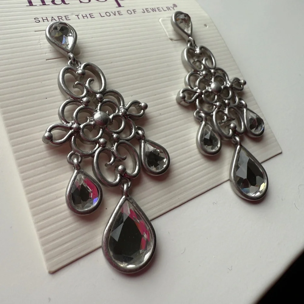 Lia Sophia Silver Chandelier Earrings - Picture 2 of 3